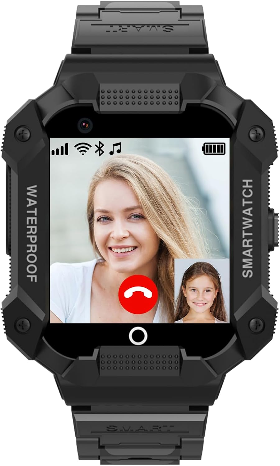 PTHTECHUS Kids Smart Watch with SIM Card, Kids GPS Watch with 4G Video Call WiFi Phone Calls School Mode SOS Function Alarm Telephone for Children, Kids Gift 4-12 Years (Black)
