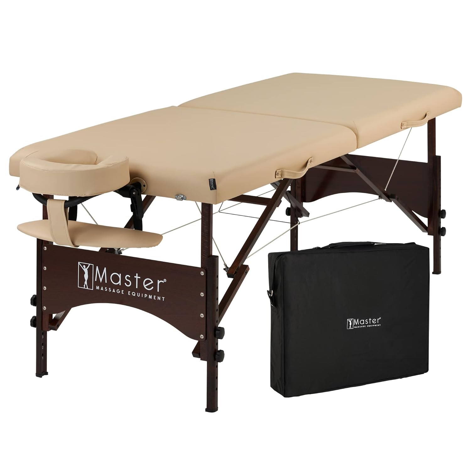 Master Massage 28" Argo Portable Massage Table in Cream with Walnut Legs- Spa Bed for Tabletop Exercise & Massage- Beauty Bed Tattoo Bed- Lash Table