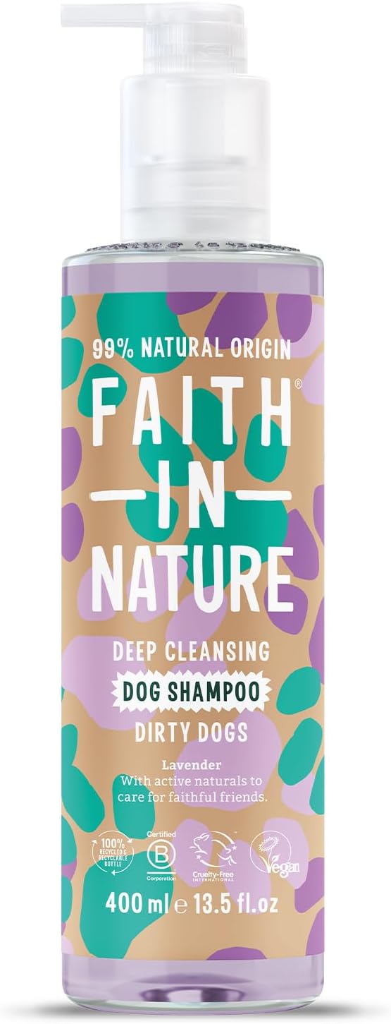Faith In Nature Natural Lavender Dog Shampoo, Vegan & Cruelty Free,No SLS,Silicones or Parabens, Deep Cleansing, For Dirty Dogs, 400ml