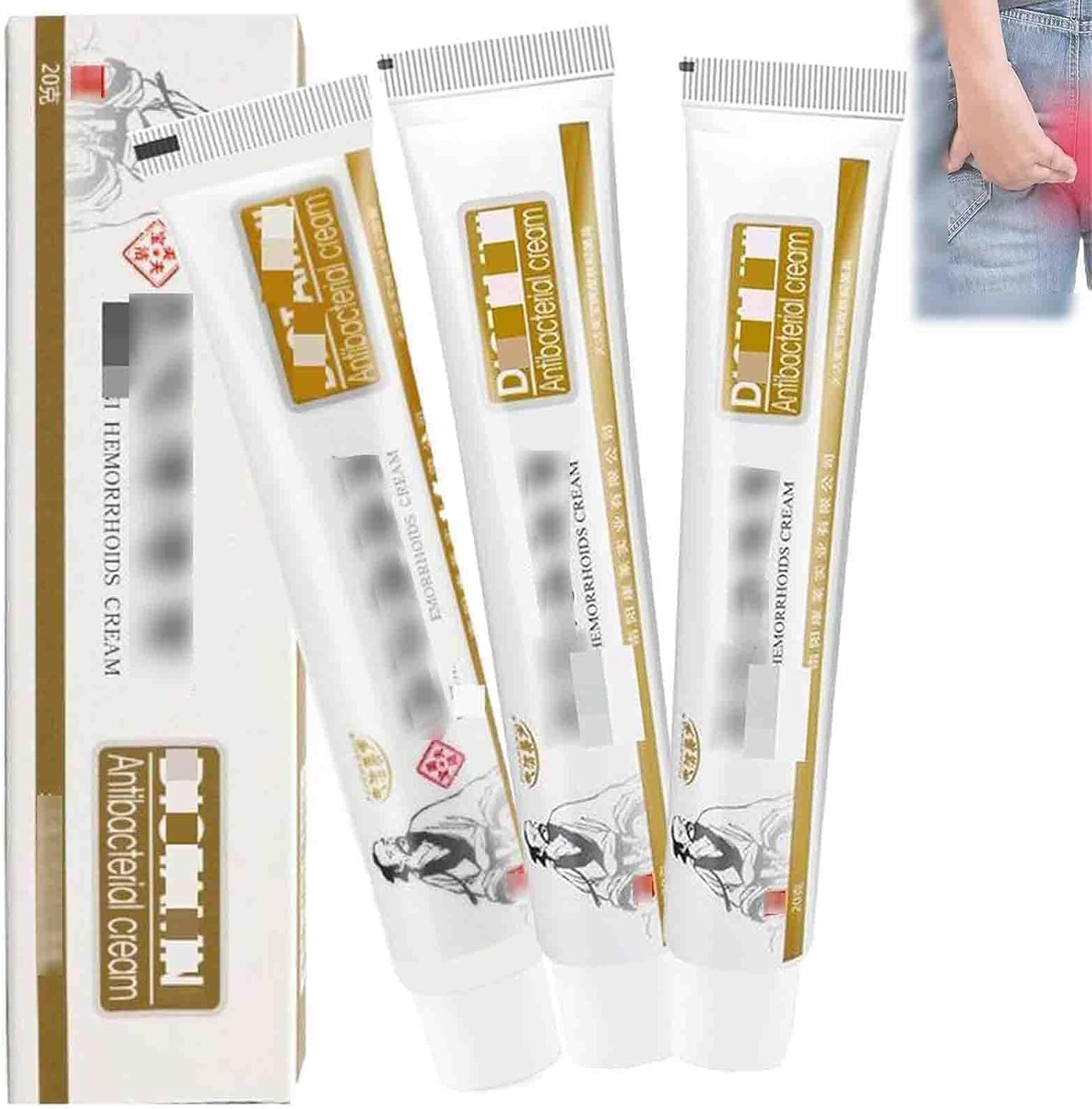 Chinese Herbal Hemorrhoid Ointment - 3 Pack, Natural Itching & Burning Relief Hemorrhoidal Cream with Sophora, Phellodendron, Cnidium | External Discomfort Support, 20g/Tube (3PCS)