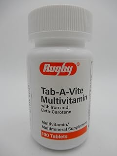 Rugby Tab-A-Vite Multivitamin with Iron and Beta-Carotene Multivitamin/Mineral Supplement - 100 Tablets