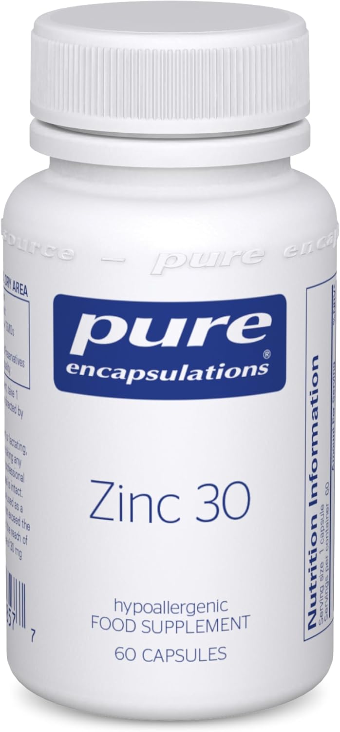 Pure Encapsulations - Zinc 30 - Zinc Picolinate 30mg - Highly Absorbable Hypoallergenic Immune System Supplement - 60 Capsules