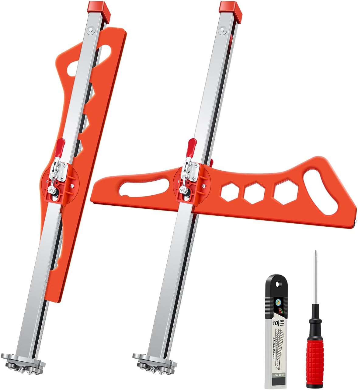 Saker Drywall Cutting Tool Foldable: Drywall Cutter for Wall,Build,Decoration - Gypsum Board Cutting with 19 Wheels (Orange)