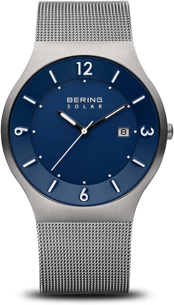 BERING Men's Solar Watch, 40 mm Stainless-Steel Case and Dial, Milanese Strap, Sapphire Crystal, 5 ATM, 14440