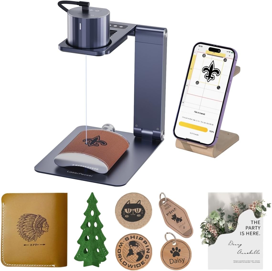 LaserPecker Pro Laser Engraver Portable Compact Etching Machine Mini Desktop Stand Cutter Handheld DIY Craft for Wood Leather