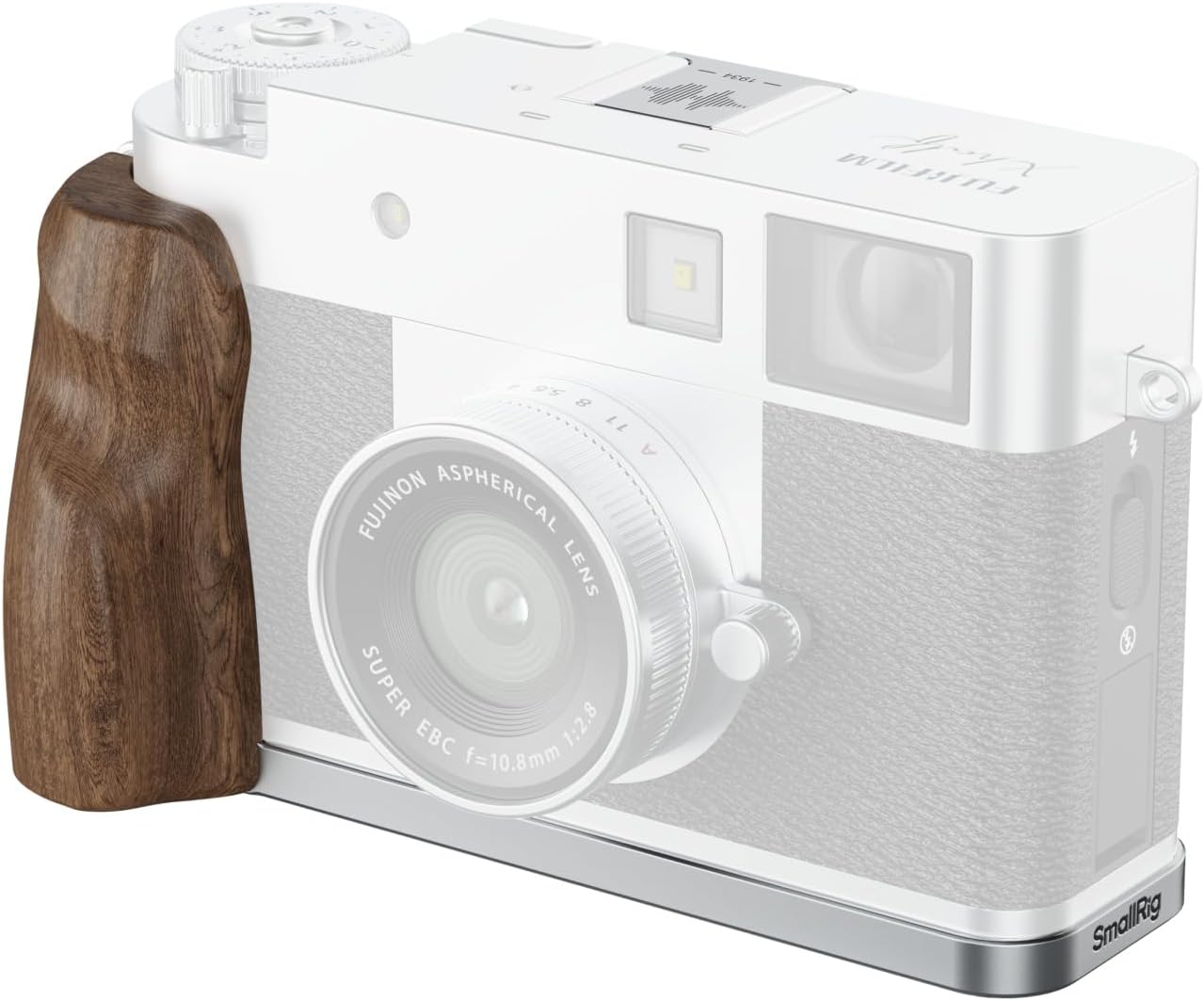 SMALLRIG X Half Wooden L-Shaped Mount Plate for FUJIFILM, L Plate with Ergonomic Wood Side Handle, Includes Hot Shoe Cover (Silver) - 5223