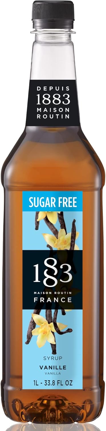 1883 Maison Routin Premium Sugar Free Vanilla Syrup for Coffee, Hot Chocolate & Cocktails PET 1L