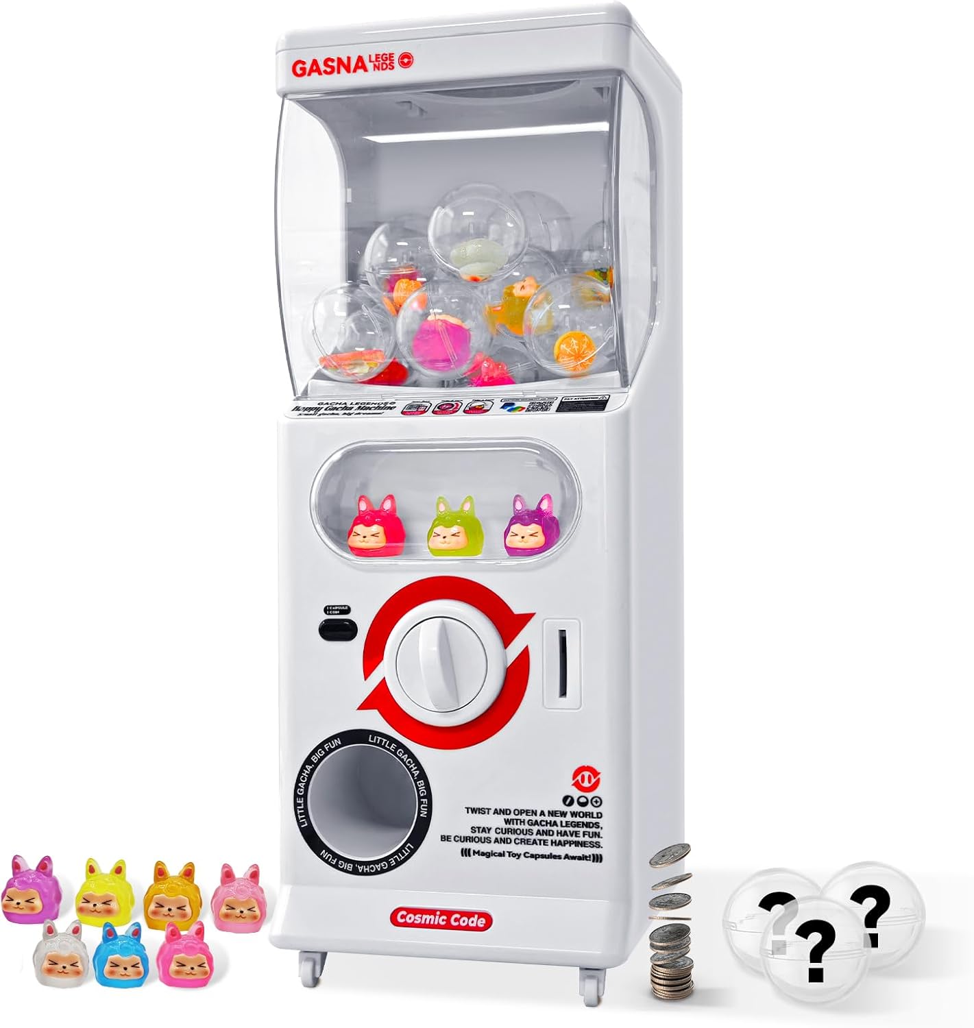 Capsule Vending Machine Toy Mini Vending Machine for Kids & Adults 25 Cents Coin Operated Gumball Prize Machine Capsule Toys Dispenser Claw Machine for Kids Game Gifts Raffle