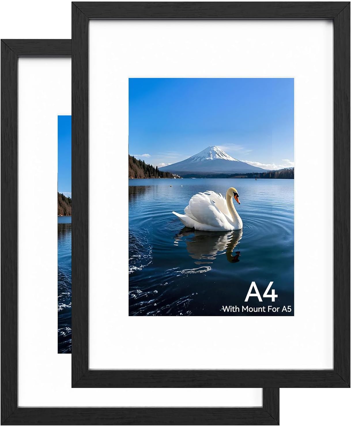 Picture frame A4 with A5 mat, Certificate Frames for tabletop or wall hanging，Photo frame A4 with Perspex Glass and Mount, set of 2 Black