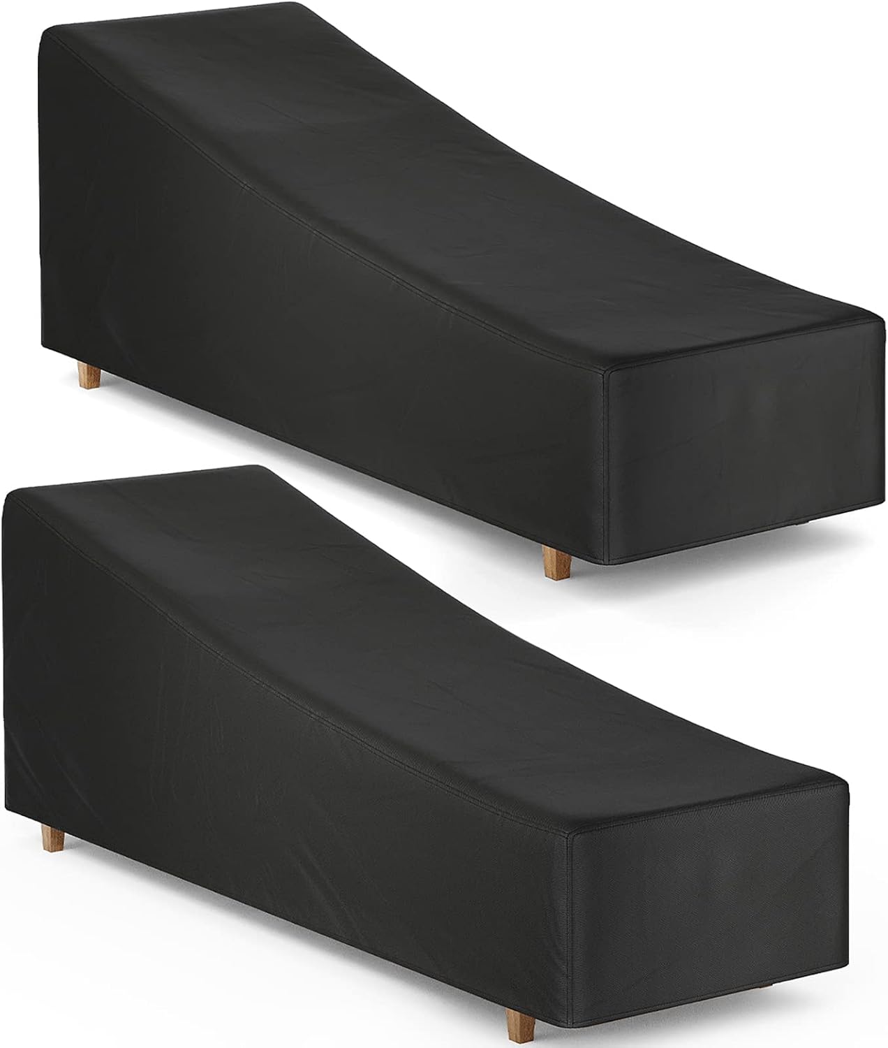 Patio Chaise Lounge Cover Waterproof，F Fellie Cover Outdoor Lounge Chair Covers Black Durable Patio Furniture Covers for Poolside Beach 2 Pack, 82"L x 30"W x 31"H