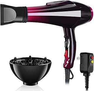 Hair Dryer Professional Blow Dryer Negative Ions 3500W Powerful Fast Drying Low Noise Long Cord Quick Dryer with Nozzle and Diffuser Hair Blow Dryer with 2 Speed and 3 Heat Settings