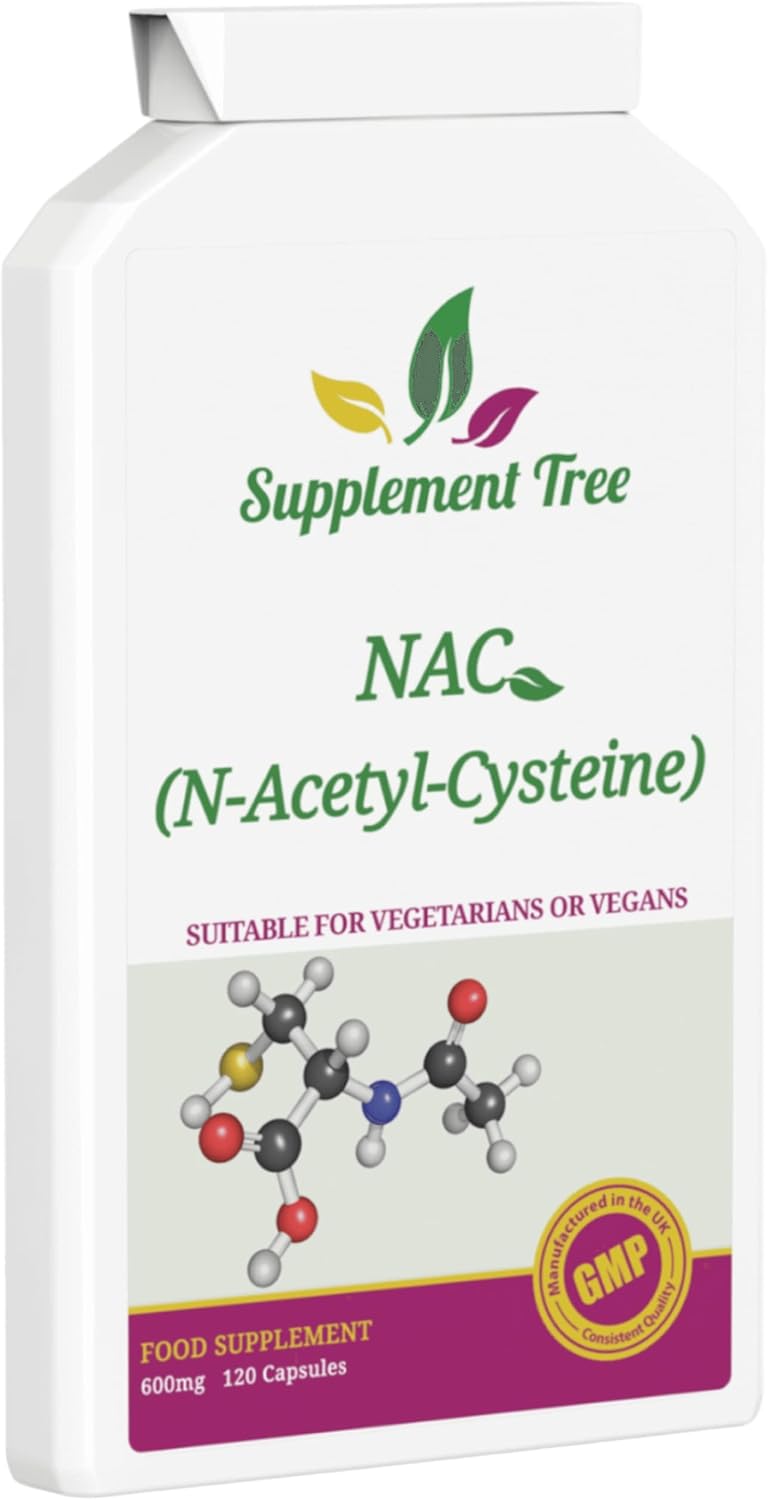 NAC N-Acetyl-Cysteine 600 mg 120 Capsules | Vegan NAC Supplement | High Bioavailability N Acetyl Cysteine Amino Acid Providing Non Toxic Stable Form of L-Cysteine | UK Manufactured