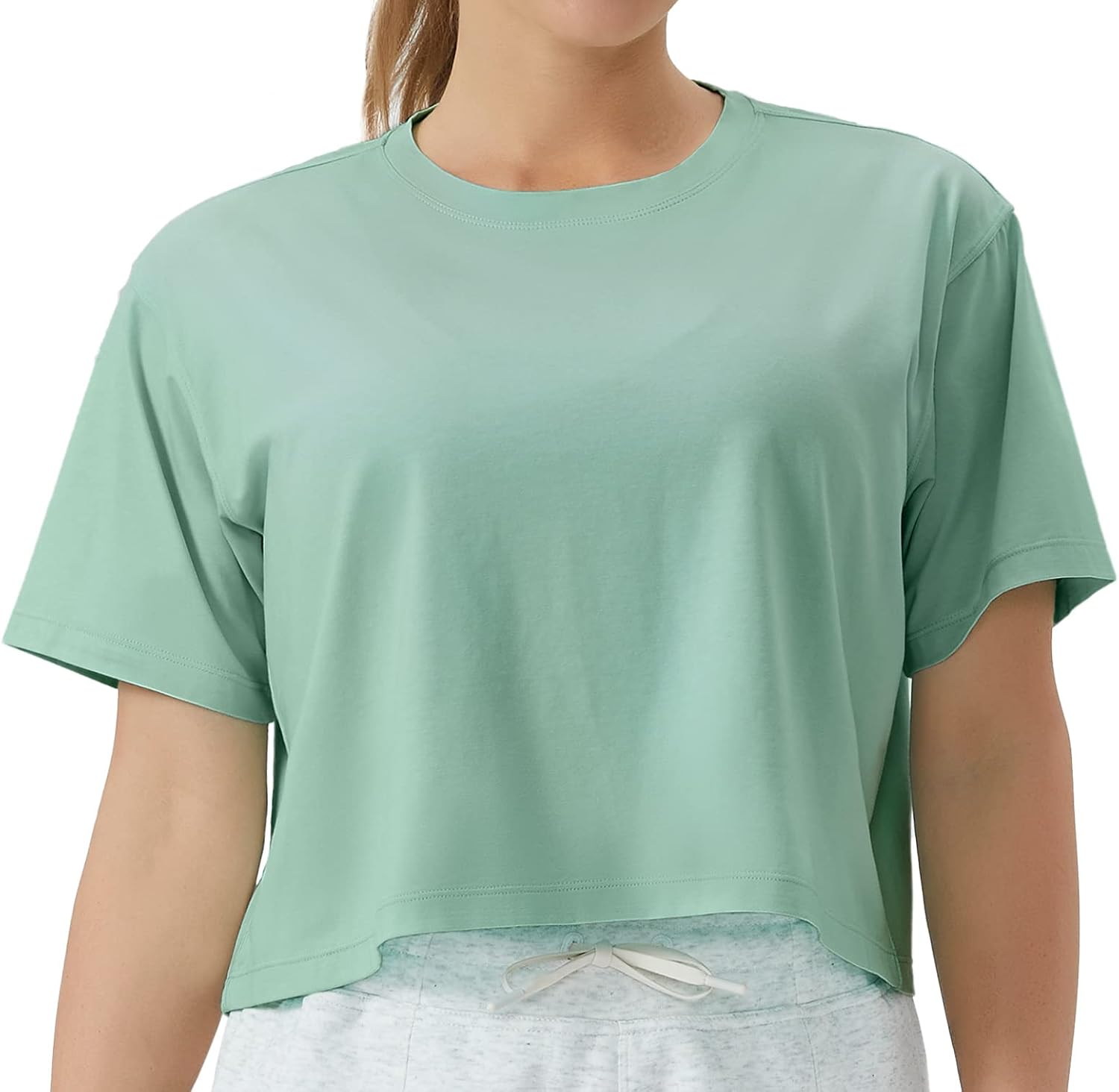 THE GYM PEOPLE Women's Workout Crop Top T-Shirt Short Sleeve Boxy Yoga Running Cropped Basic Tee