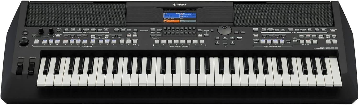 Yamaha 61-Key Arranger Keyboard, Multiple Styles and Voices, Assignable Live Control Knobs, Black PSRSX600
