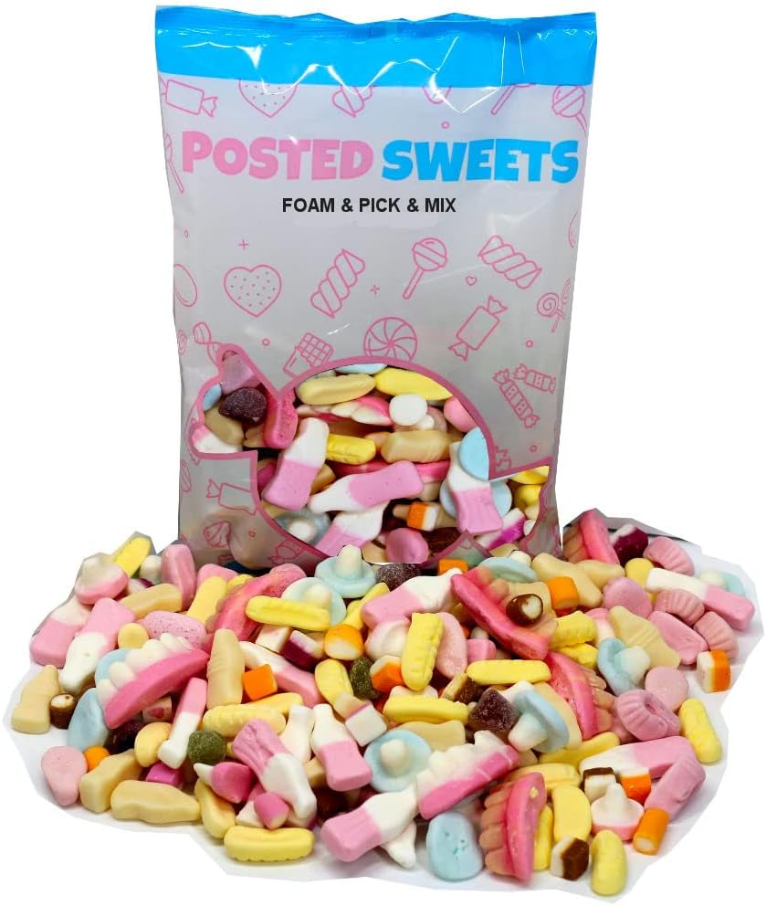 Posted Sweets 600g FOAM SWEET BAG OF PICK & MIX SWEETS - Large Classic Retro Soft & Chewy Candy Selection Pick n Mix - Gift Bag - Perfect Movie Night Hamper, Treats for Kids, Adults, Birthday Gifts