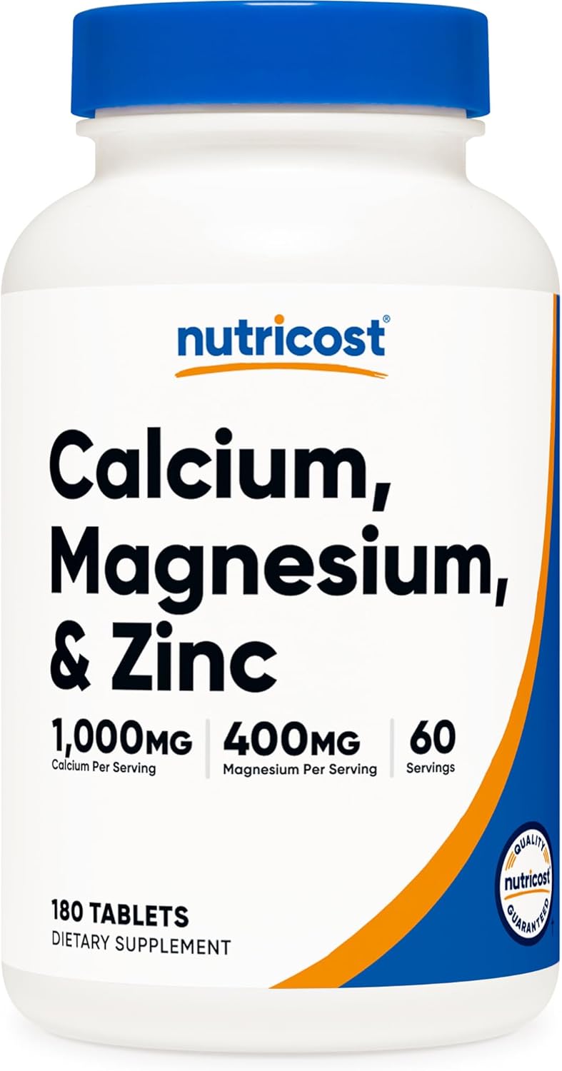 Nutricost Calcium, Magnesium & Zinc Tablets 1,415 mg, 180 Tablets - Vitamin / Mineral Blend Supplement, 60 Servings - Gluten Free, Non-GMO