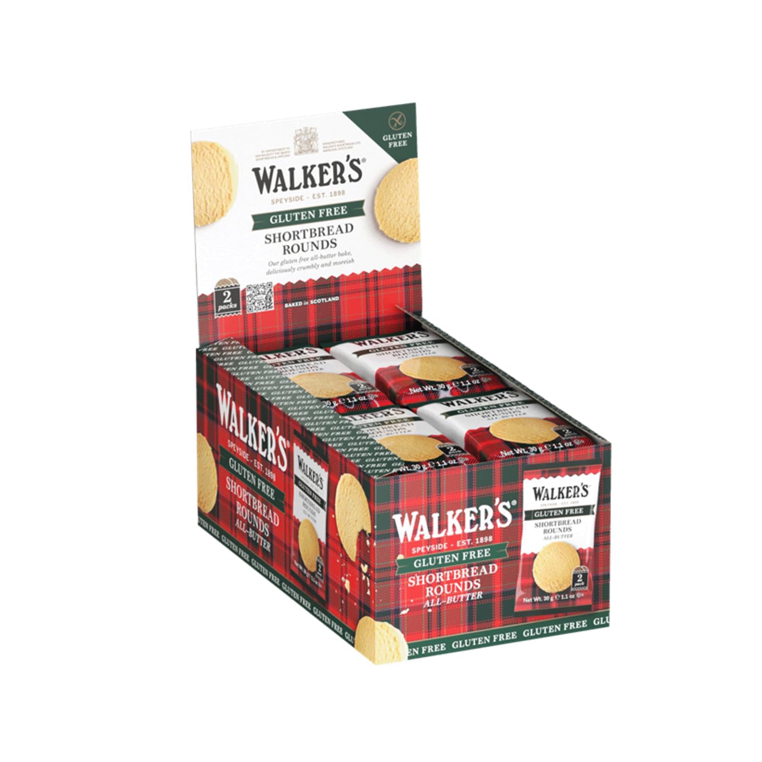 Walker’s All-Butter Shortbread Rounds, Gluten Free Cookies - Individually Wrapped Cookies (Pack of 24) - Authentic Shortbread Cookies from Scotland