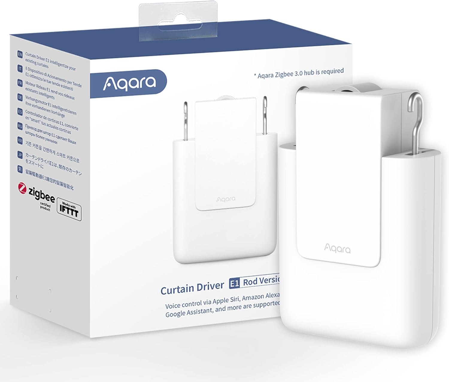 Aqara Smart Curtain Motor E1(Rod Version, 1 Pack), REQUIRES AQARA Zigbee 3.0 HUB, Electric Curtain Driver for Remote Control and Home Automation, Support HomeKit, Alexa, Google Assistant and IFTTT