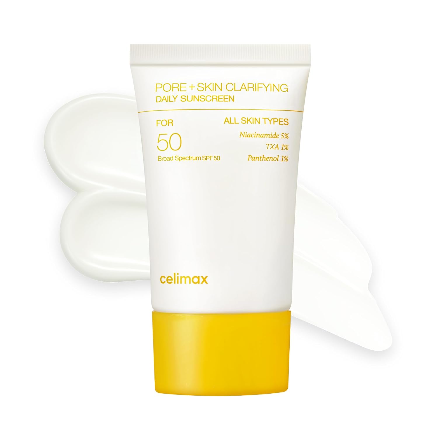 celimax Pore+Skin Clarifying Daily Sunscreen | SPF 50 Broad Spectrum, Sunscreen with TXA & Niacinamide, Non-Sticky, No White Cast, For All Skin Tones, Korean Skincare, 50ml
