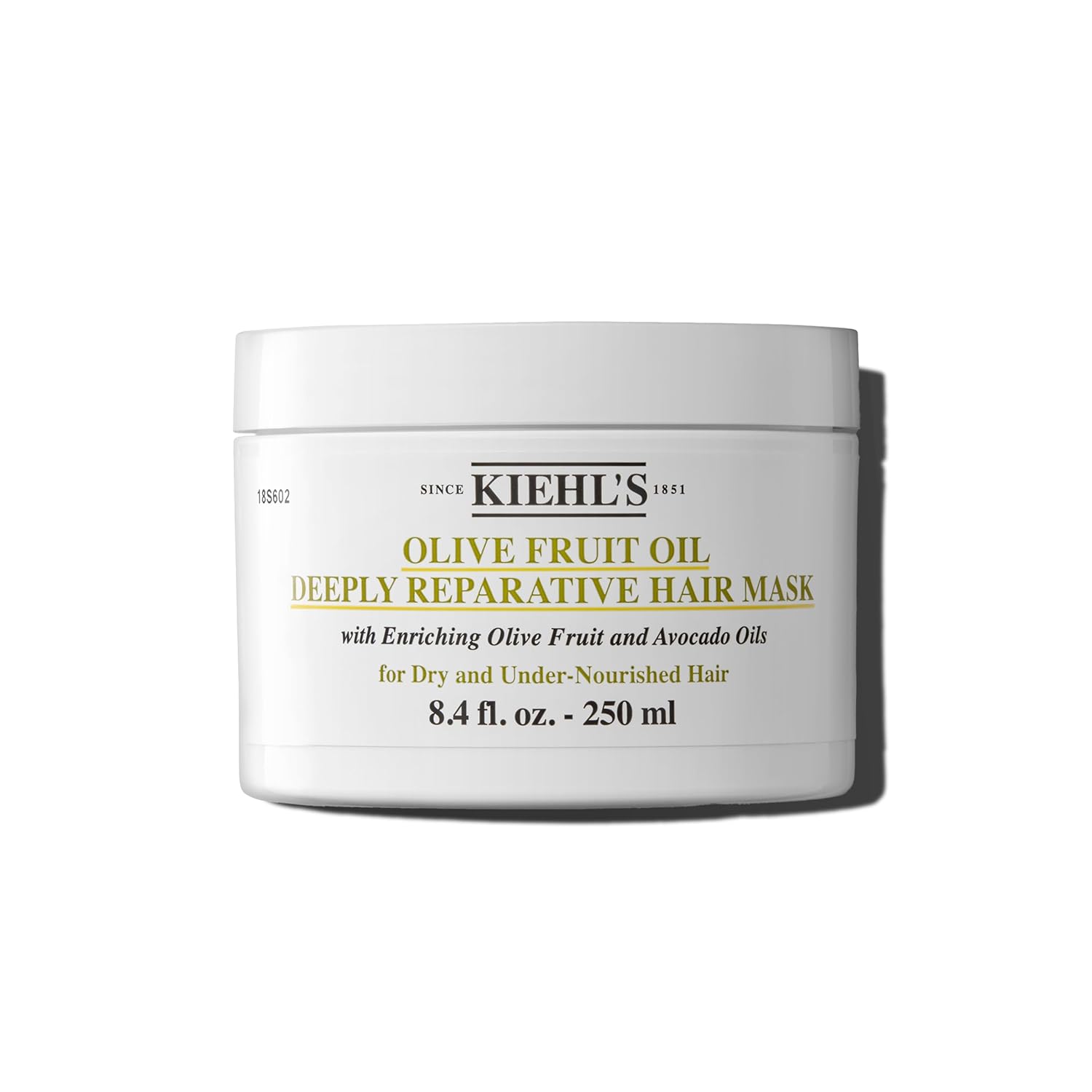 Kiehl's Olive Fruit Oil Deeply Reparative Hair Mask, Moisturizing Hair Treatment for Dry & Damaged Hair, Restores Shine, with Avocado Oil & Lemon Oil - 8.4 fl oz