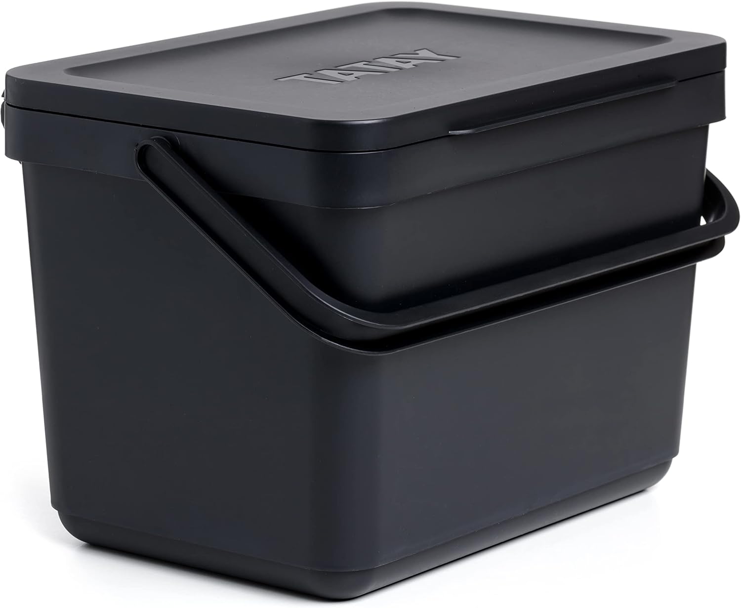 TATAY Kitchen Food Waste Caddy 6L | Organic Bin Smart Without Bracket | Compact and Functional Design | Made from 100% Recycled Materials | 26.5x20.5x18.5 cm, Colour Black