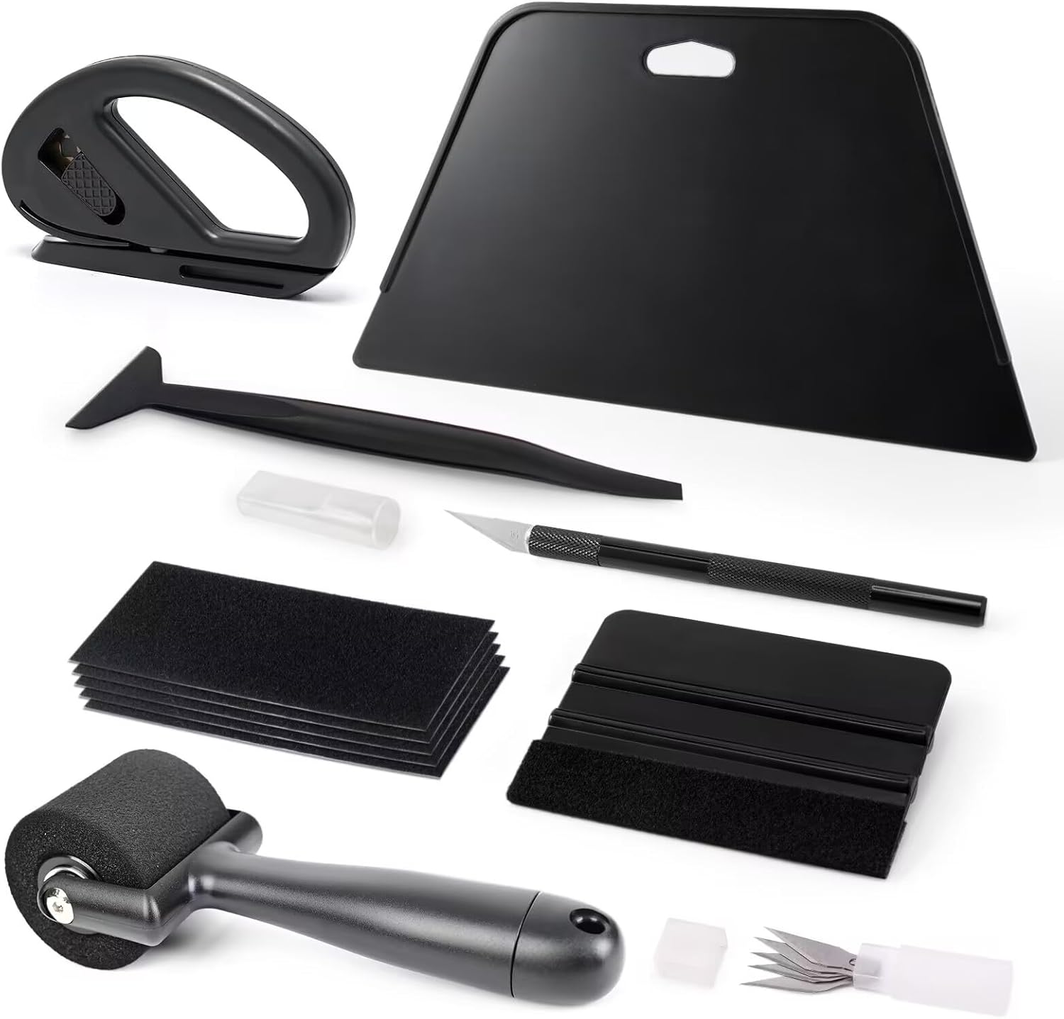 EHDIS Wallpaper Smoothing Tool Kit with Sponge Seam Roller, Vinyl Squeegee,Cutting Tool for Peel and Stick on Contact Paper,Window Tint Film,Decal,Graphics Installation