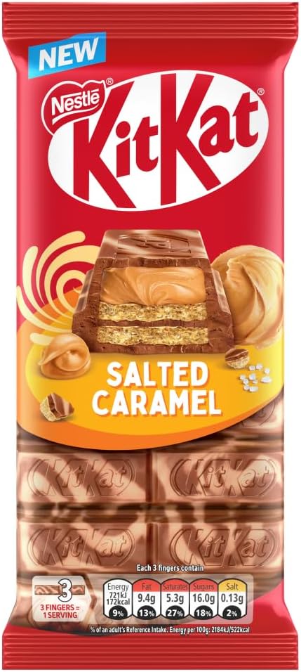 KitKat Salted filled Caramel Milk Chocolate Crispy Wafer Sharing Bar, 99g