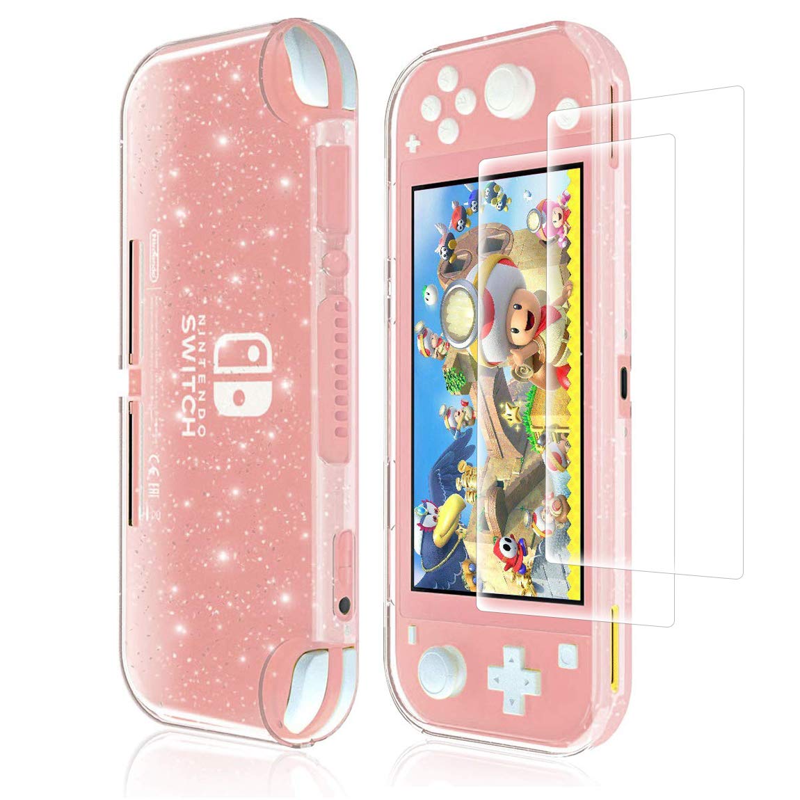 Moxiaomo Protective Case for Nintendo Switch Lite,Switch Lite Case with Screen Protector and Glitter Bling Soft TPU Cover with Shock-Absorption and Anti-Scratch Case（2Pack Screen Protector ）