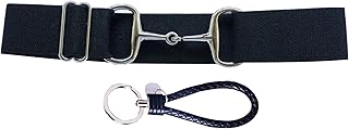 1.5-inch Elastic Equestrian Belt Bit Buckle Leather Key Strap for Horseback Riding Equestrian Sports
