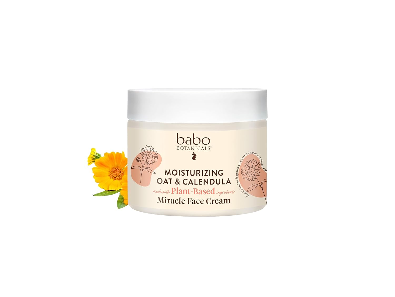 Babo Botanicals Moisturizing Oat & Calendula Miracle Face Cream - Shea Butter - For Dry or Sensitive Skin - For all ages - Vegan - 1 or 2 Pack
