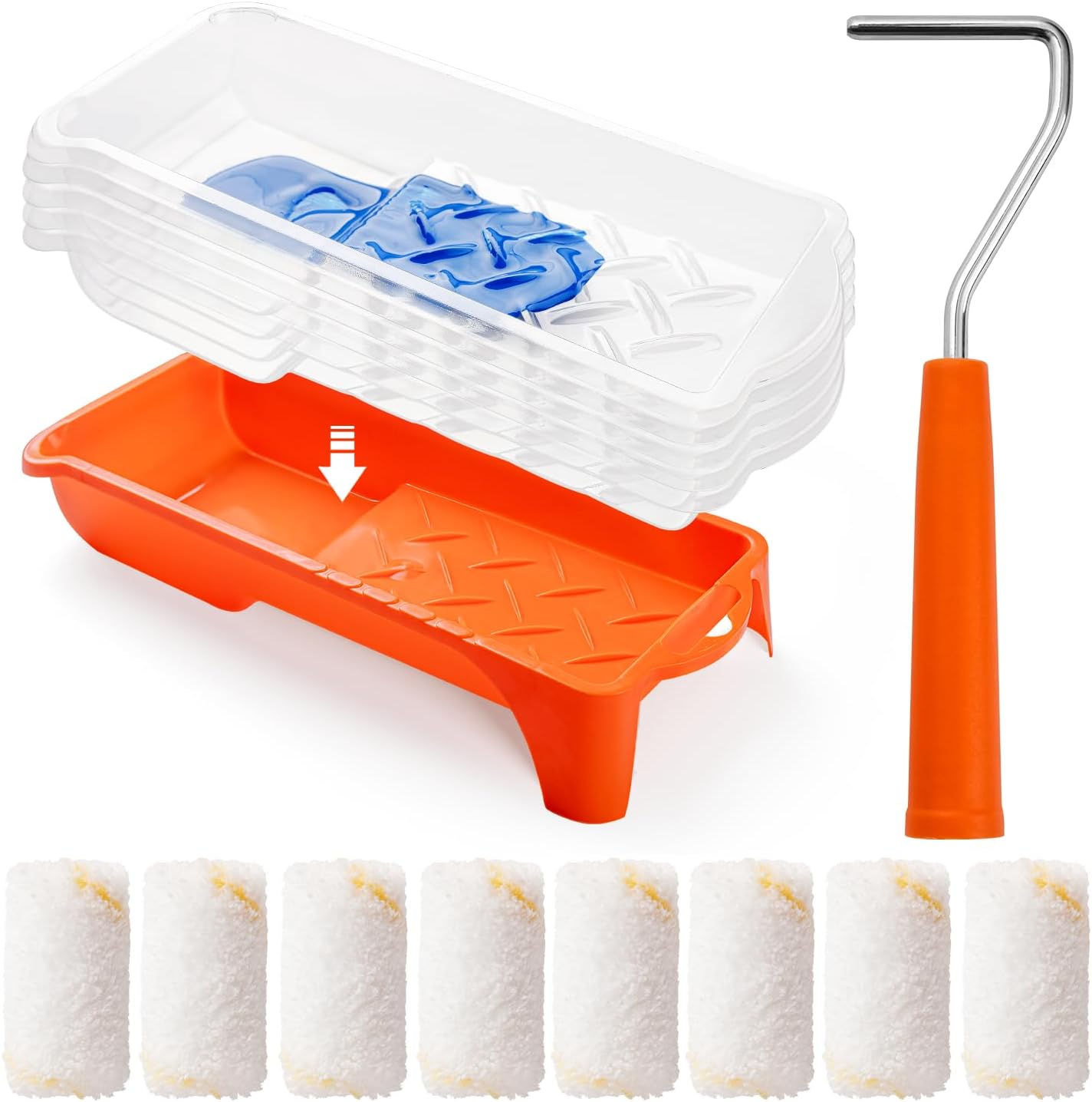 Paint Roller kit, 2 Inch 15 Pack Small Paint Roller Kit with Microfiber Paint Roller Covers, Paint Tray, Paint Tray Liner, Mini Paint Roller for Painting Corners