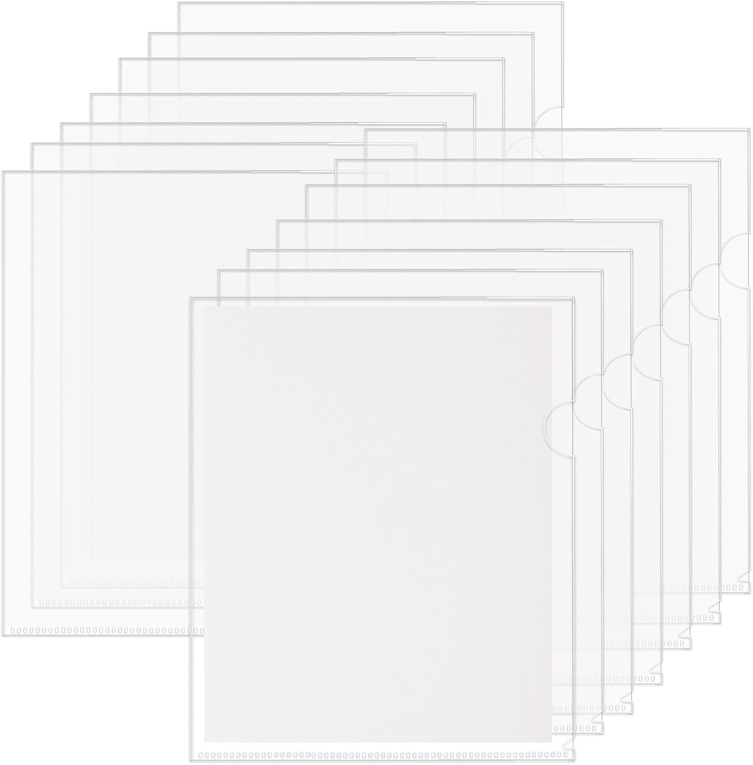 HABGP 14Pcs Clear File Folders Letter Size, Sheet Protectors 8.5 x 11 Inch, Plastic Folders L-Shaped Beveled Open Report Covers Page Paper Document Folder