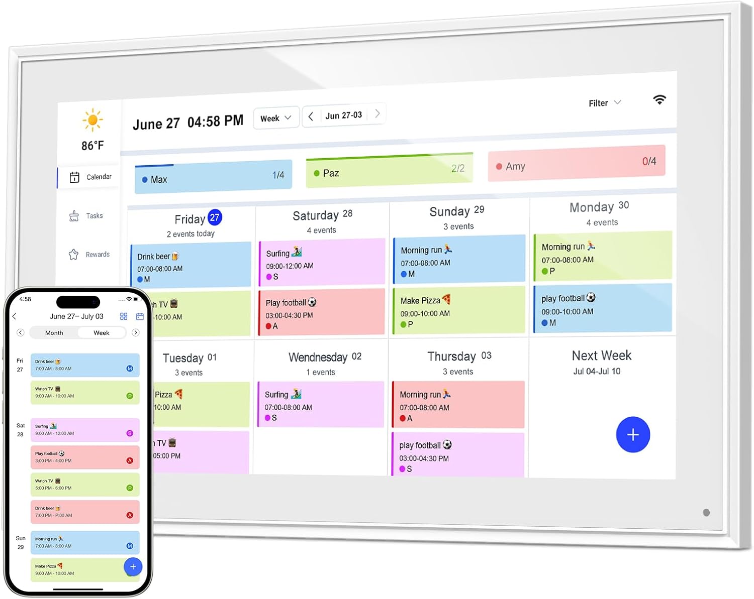 Digital Calendar, 15.6 Inch Smart Digital Calendar & Chore Chart, HD Interactive Touchscreen Display for Family Schedules, Wall-Mounted, Share Moments Instantly from Anywhere