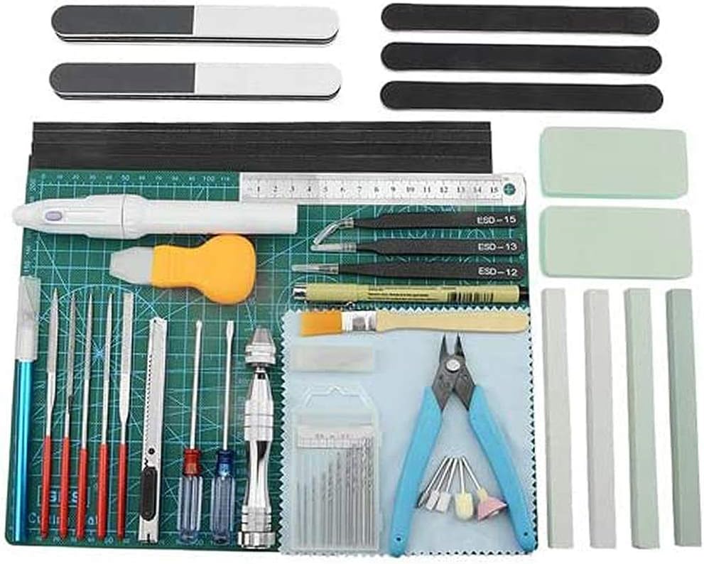 Professional 39 PCS Model Tools Kit Modeler Basic Tools Craft Set Hobby Building Tools Kit for Gundam Car Model Building Repairing and Fixing(Q)