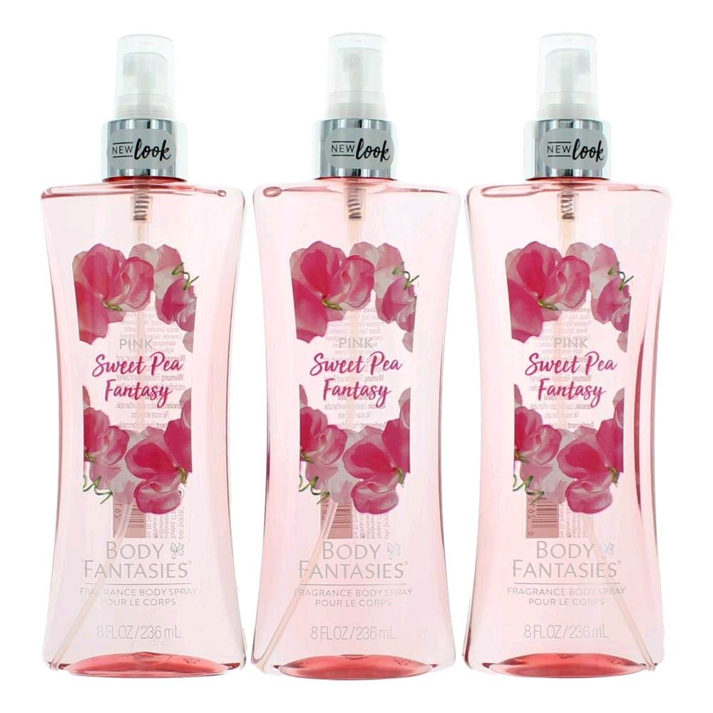 Pink Sweet Pea Fantasy by Body Fantasies 3 Pack 8 Fragrance Body Spray women