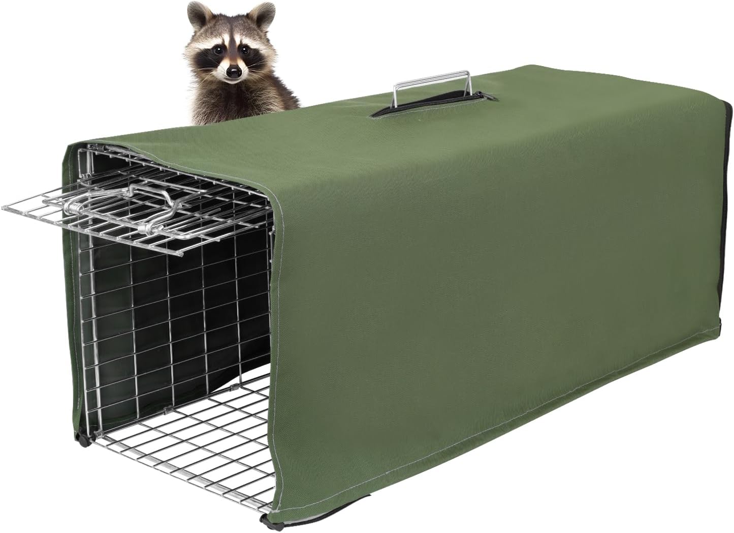 Trap Cage Cover,ONLY Cover, Cage not Included, Heavy Duty Animal Trap Cage Cover Small Animal Trap Cover for 1-Door Humane Cat Trap 32 x 10 x 12inch (Army Green，ONLY Cover, Cage not Included)