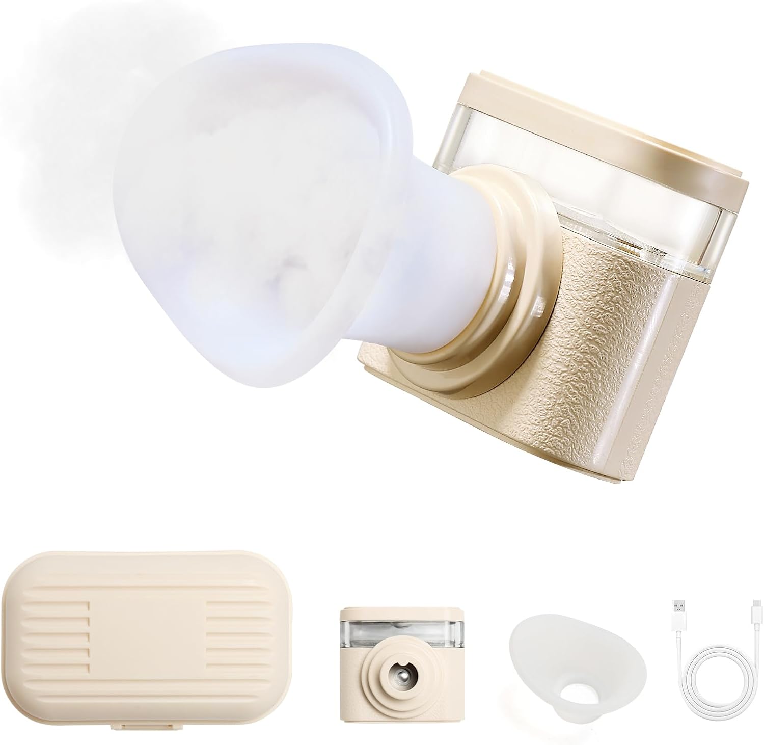 Eye Steamer for Dry Eyes Relief,Portable Electric Heated Steam Therapy Wand Machine with Warm Moist Heat for Natural Tears Restore,Dry Eye Mist Sprayer with 3 Level-Heat (Off white)