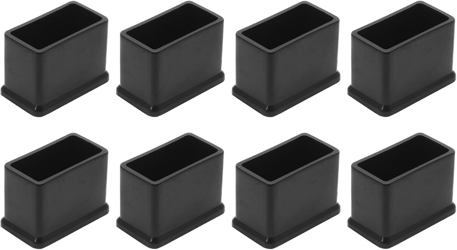 8 Pcs Rectangle PVC Furniture Leg Caps (3/5" x 1-1/5"), Vinyl Flexible Chair Leg Floor Protectors for Patio Indoor Chair Table Bed, 15mm x 30mm