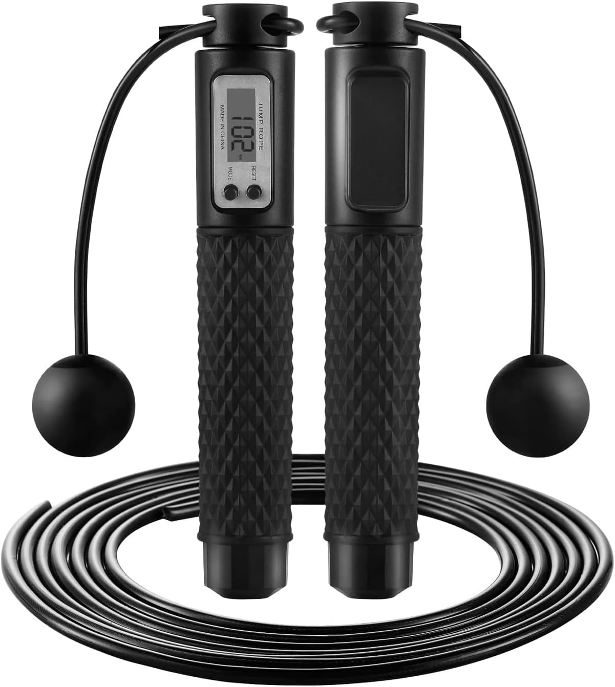 Senshuomy Skipping Rope with Counter,Digital Speed Jump Rope,LCD Display, 3 Display Modes,For Kids Adults Fitness, Adjustable Rope, Weighted & Non-slip Handle for Fitness
