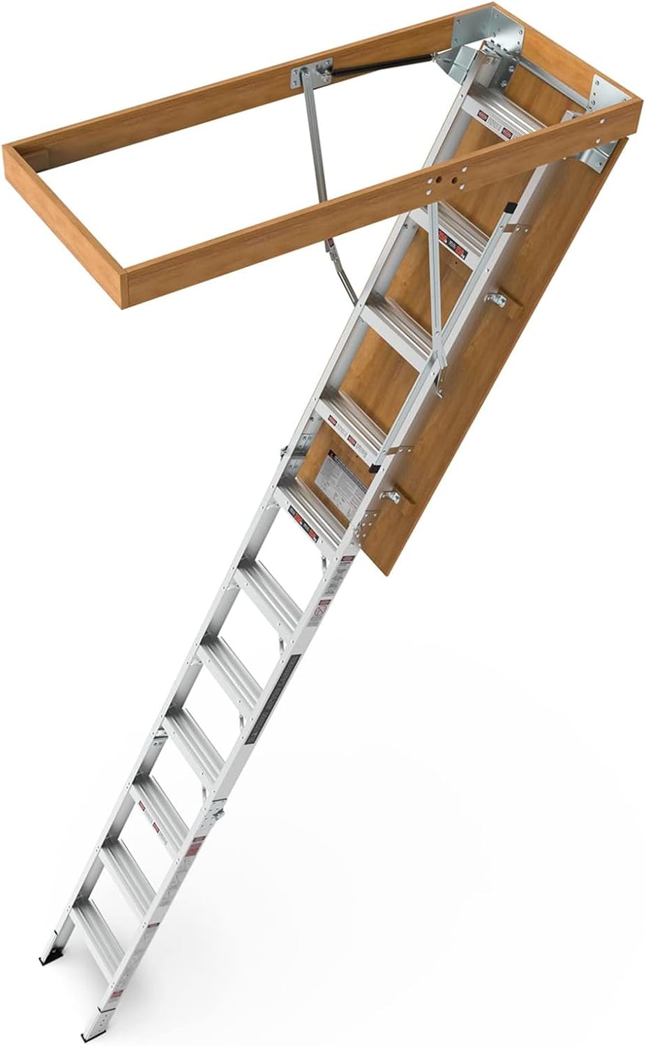 Aluminum Attic Ladder - Retractable Loft Stairs, Folding Pull-Down Design, Manual Lifting for 7'8"-10'3" Ceiling Height, 22.5" x 54", 375 lbs Capacity