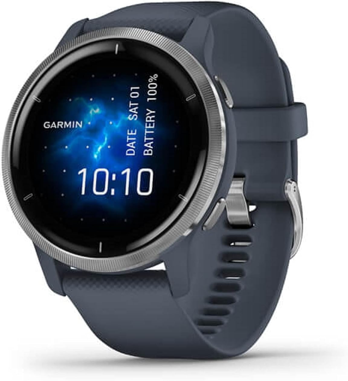 Garmin Venu 2 GPS 43mm Smartwatch, AMOLED Touchscreen, All-day Advanced Health & Fitness Features, Music Storage, Wellness Smartwatch with up to 11 days battery life, Granite Blue