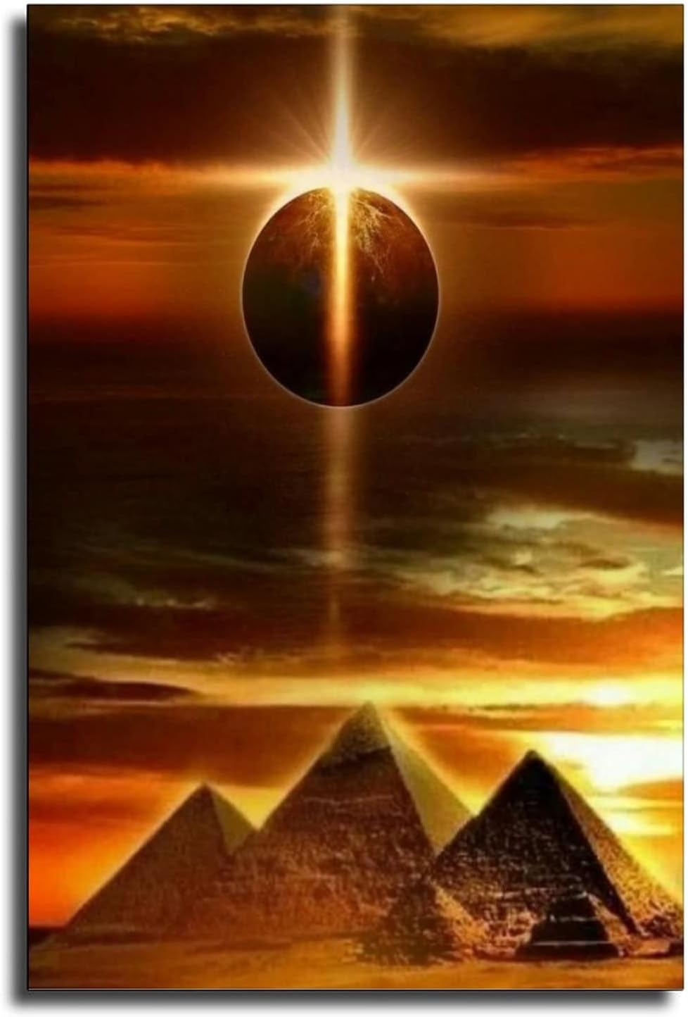XLPOP Dark S Egyptian Pyramids And Camels Canvas Wall Art Posters Gifts Bedroom Paintings Home Decor Hanging Picture UnFramed,08x12inch(20x30cm)