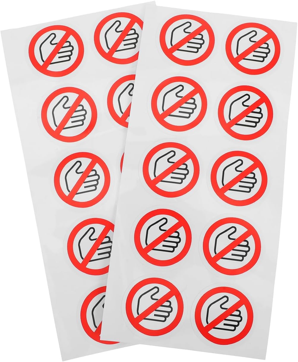 Gatuida 20 Pack Do Not Touch Sticker, Warning Sticker Labels, Do Not Use Hand Warning Sign, Small Round Safety Labels Waterproof Walls Cars Trucks Bumpers Glass Factories Construction Sites 40MM