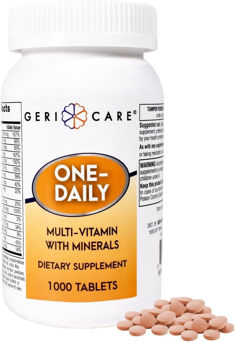 GeriCare One-Daily Multivitamins with Minerals for Men & Women (1000 Tablets) High-Potency Multi-Vitamin & Multimineral Dietary Supplement for Immunity, Energy| Complete Daily Nutritional Support