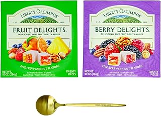 Liberty Orchards Fruit Delights & Berry Delights - Turkish Delights Lokum Candy 20oz | Natural, Vegan, Gluten-Free | Pack of 2 with Golden Spoon by SnackWave