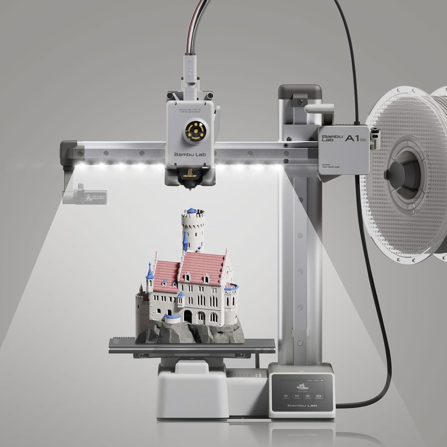 UniTak3D A1 Mini LED Light Strip 24V 190mm Easy Installation High Brightness Light Bar with 480mm Cable ONLY Compatible with Bambulab A1 Mini 3D Printer