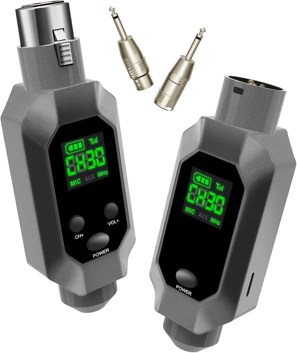 Wireless XLR Transmitter & Receiver: UHF Wireless Microphone System for 262ft Range, 8-Hours Battery, Wireless Microphone Adapter for Condenser/Dynamic Mics, Mixers, PA System, Guitar