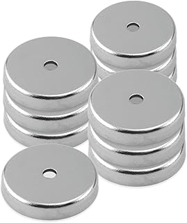 Master Magnetics Ceramic Round Base Magnet - 1.425" Diameter, 0.283" Thick, 0.190" Center Hole, 16 Pound Pull, Nickel Plated, Pack of 10, RB45CX10