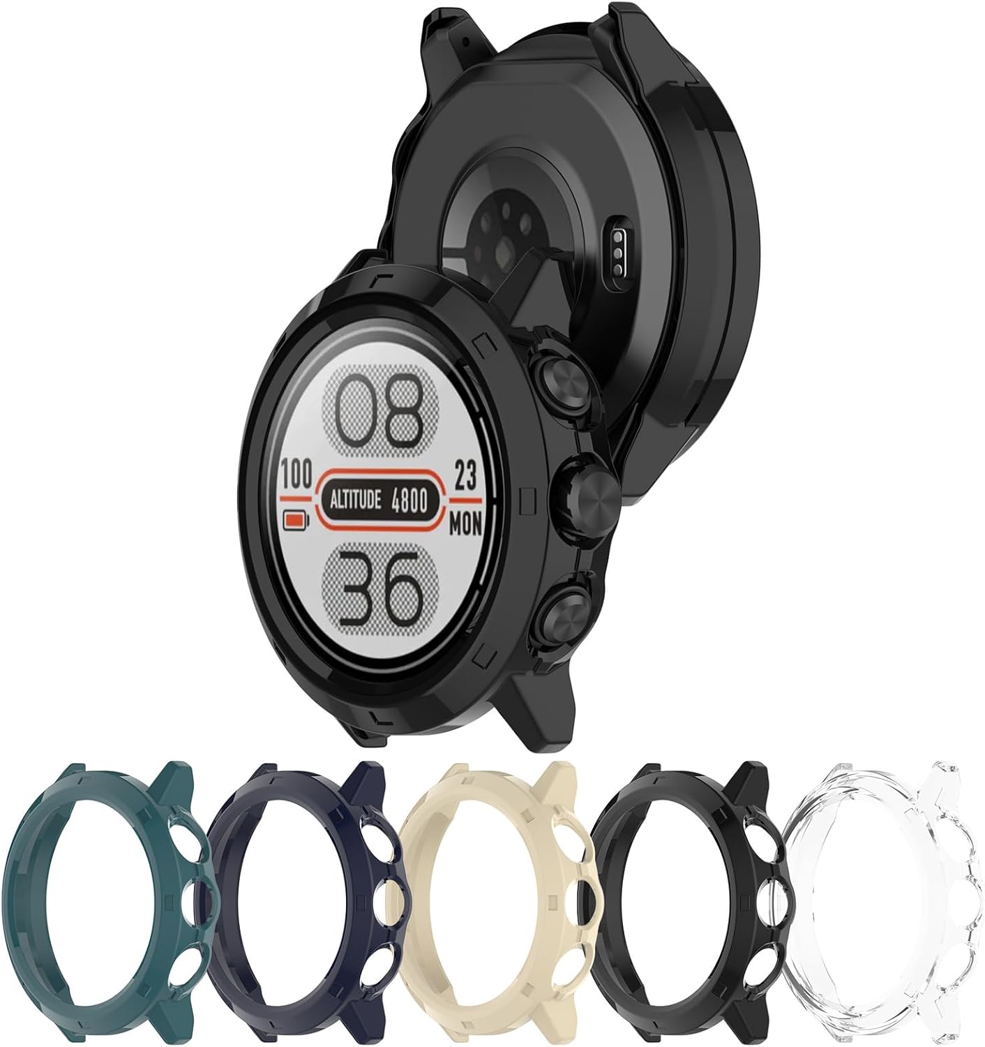 Compatible with COROS APEX 2 Pro Protective Case Cover, Smartwatch PC Protective Case Cover Shell Soft and Durable Watch Accessories(Black)