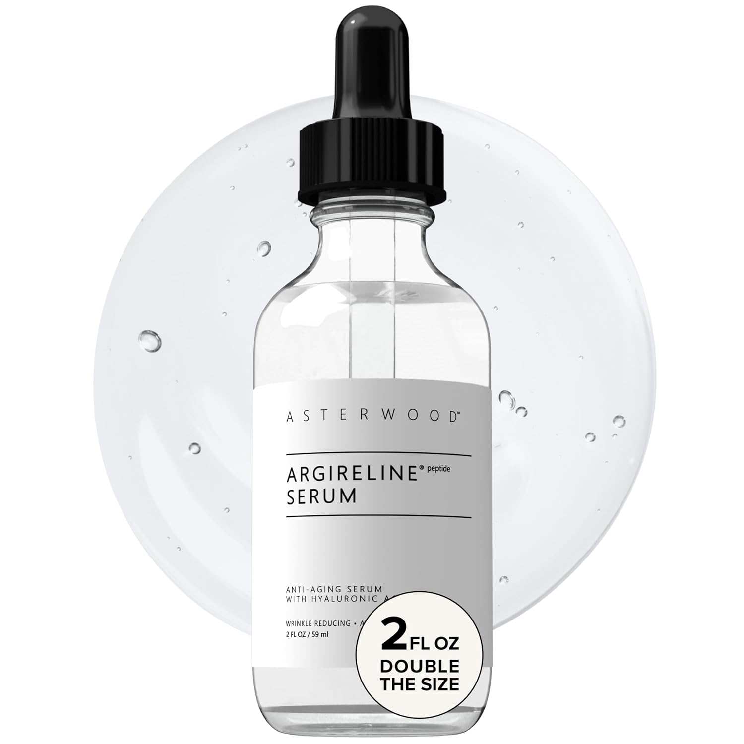 Asterwood Argireline Serum, Anti-Aging Peptide with Hyaluronic Acid 2 Fl Oz